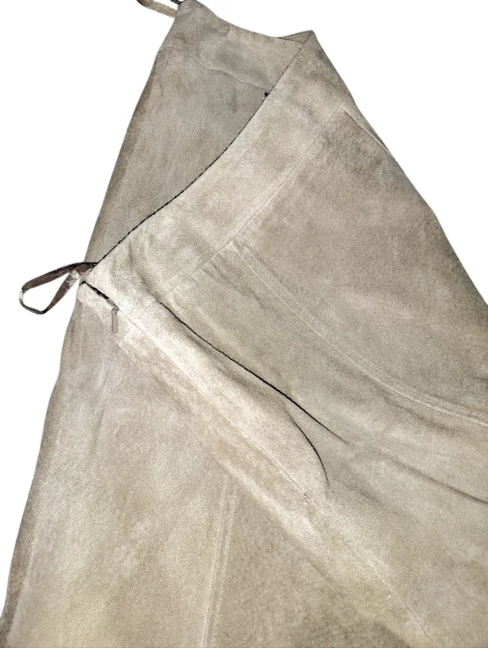 Loft Beige Suede Pleated Hem Skirt Women's Size 6    50 - Picture 9 of 14